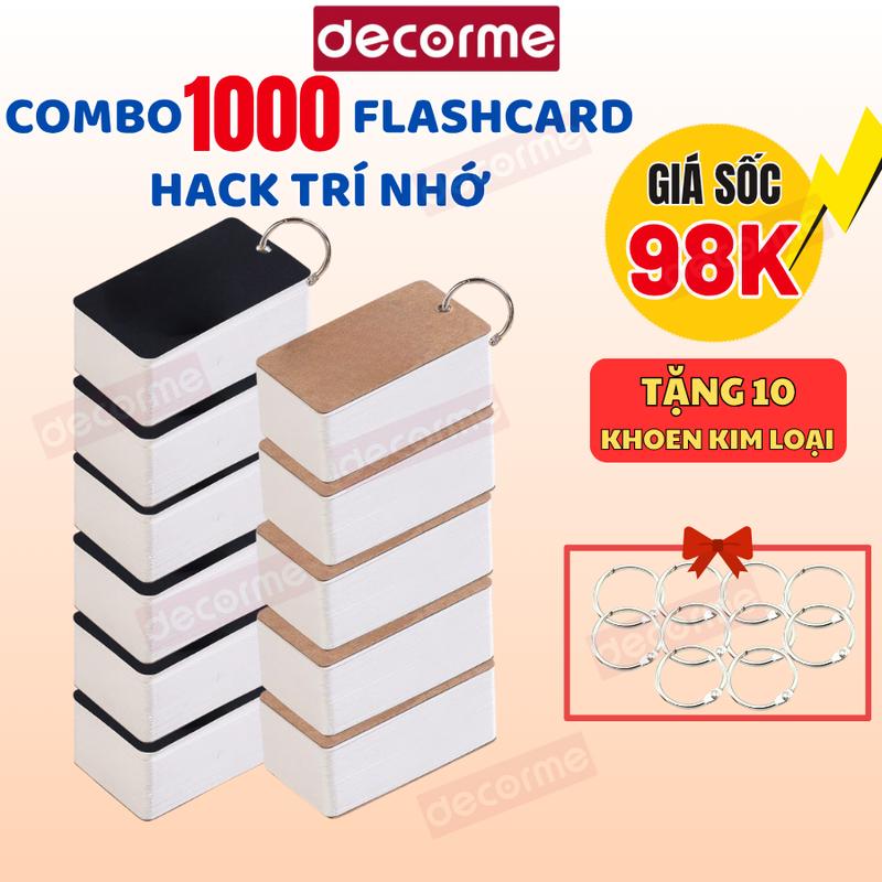 Combo 1000 thẻ học từ vựng Decorme flashcard 100 thẻ loại dày đẹp hỗ trợ học tiếng Anh, tiếng Trung, Nhật, Hàn,...ghi nhớ nhanh và lâu