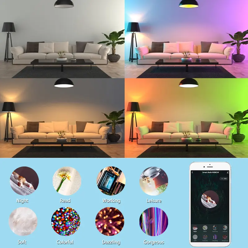 (COD) SPARKLE Lampu LED Smart Bluetooth (Smart Wifi LED Bulb) - GARANSI TOKO 1 TAHUN Bohlam Kotak Baterai Plastik Rgb 6