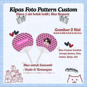 [MINIMAL ORDER 3] KIPAS FOTO PATTERN CUSTOM 2 SISI - Souvenir Kipas Tangan Custom