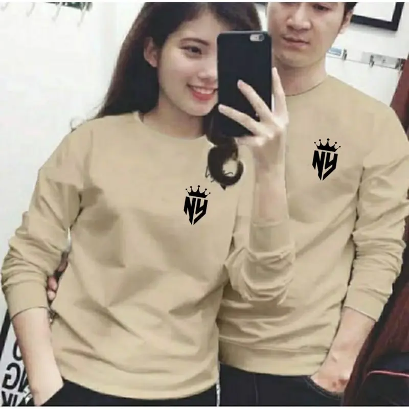 Atasan Lengan Panjang Couple Isi 2 Alya Edisi Logo QueeNY dan KingNY / Baju Couple / Kaos Couple Pasangan 0