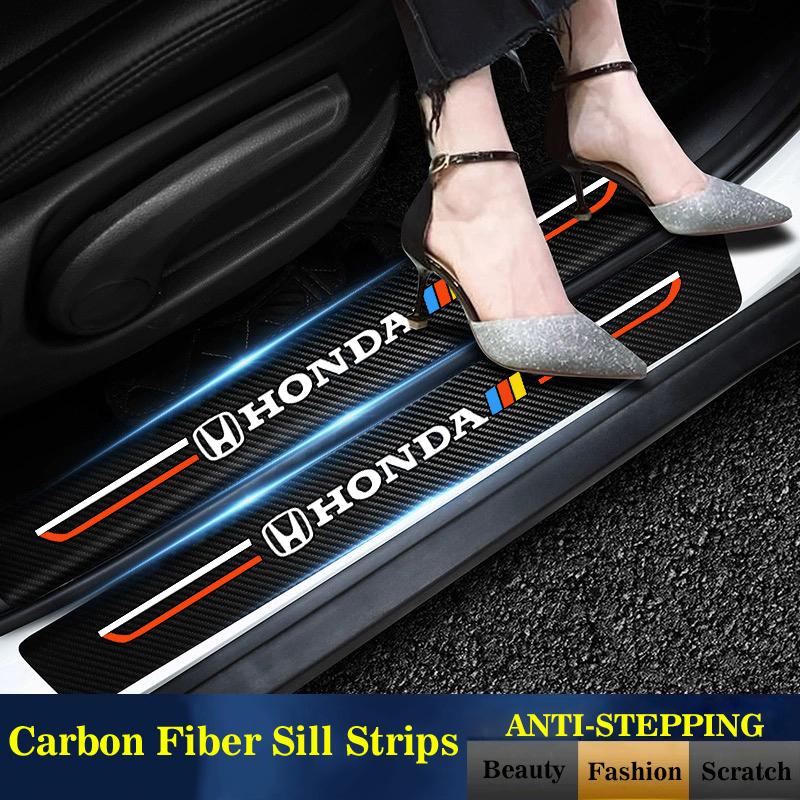 Product Introduction of Thích Hợp Cho Honda City Accord CR-V Jazz Fit Odyssey Brio Bezal Wr-V, Bàn Đạp Cửa, Dải Bệ Cửa, Miếng Dán Trang Trí Xe Hơi Bằng Da Họa Tiết Sợi Carbon Nhãn Dán 6
