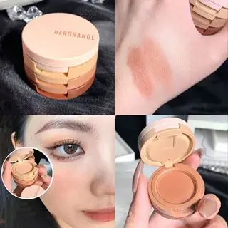 HERORANGE Eyeshadow Compact 3in1 Eyeshadow 3 Warna Glitter Matte Eyeshadow Nude Earth Colour Pigmented Korean Eyeshadow 2
