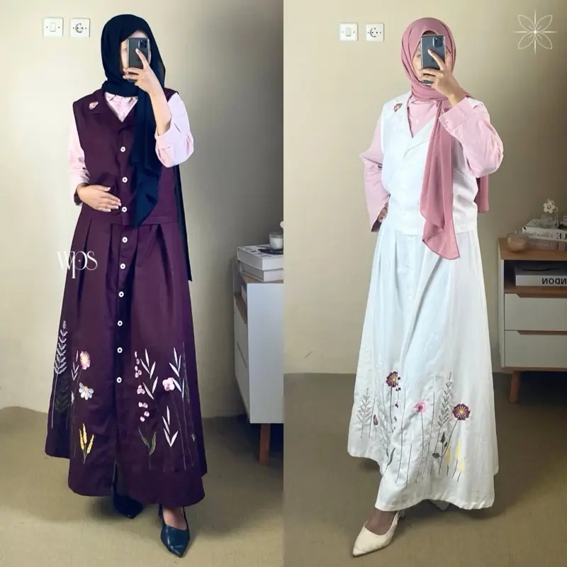 WPS Aster – Setelan Rok & Vest Linen Aesthetic Cewek Hijab Friendly 0