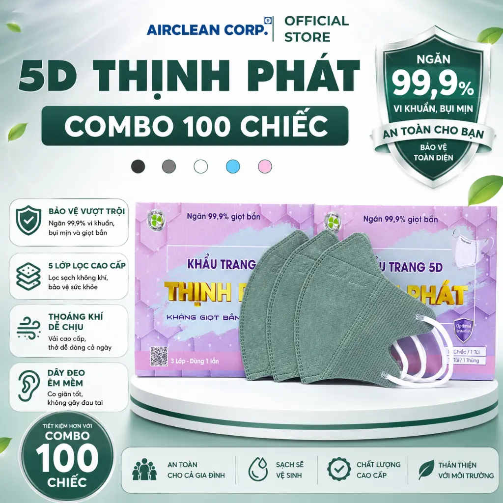 Thùng 100 Chiếc - Màu Xanh nhạt
