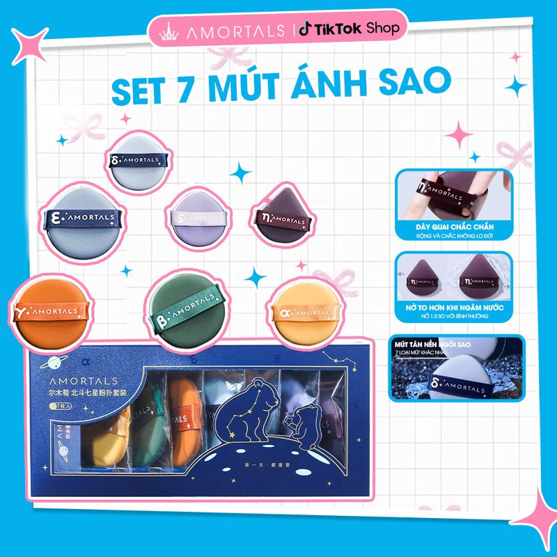  《Amortals Vietnam》Set 7 Mút Trang Điểm AMORTALS Hình Ánh Sao Tán Kem Nền Mút Phấn Cao  7 Mút  