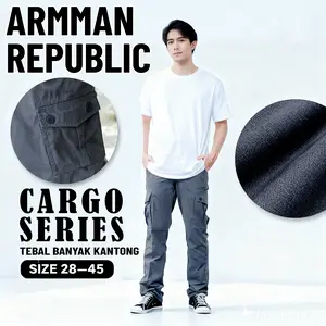 Celana Cargo Pria Kanvas Tebal Sedang – Banyak Kantong Kerja & Harian | ARMMAN REPUBLIC
