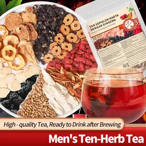 Teh Ginseng 10 Herbal: Kombinasi Goji Berry, Mulberry & Jujube untuk Stamina & Pemulihan Setelah Begadang - Cocok untuk Pria & Wanita!