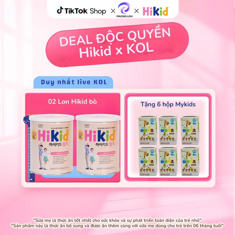 [KOL  x Hikid - Tặng 6 hộp Mykids] Combo 2 Lon Sữa Bột Hikid Đủ Vị Vani/Premium/Socola/Dê Nội Địa Hàn Quốc Hỗ Trợ Tăng Chiều Cao