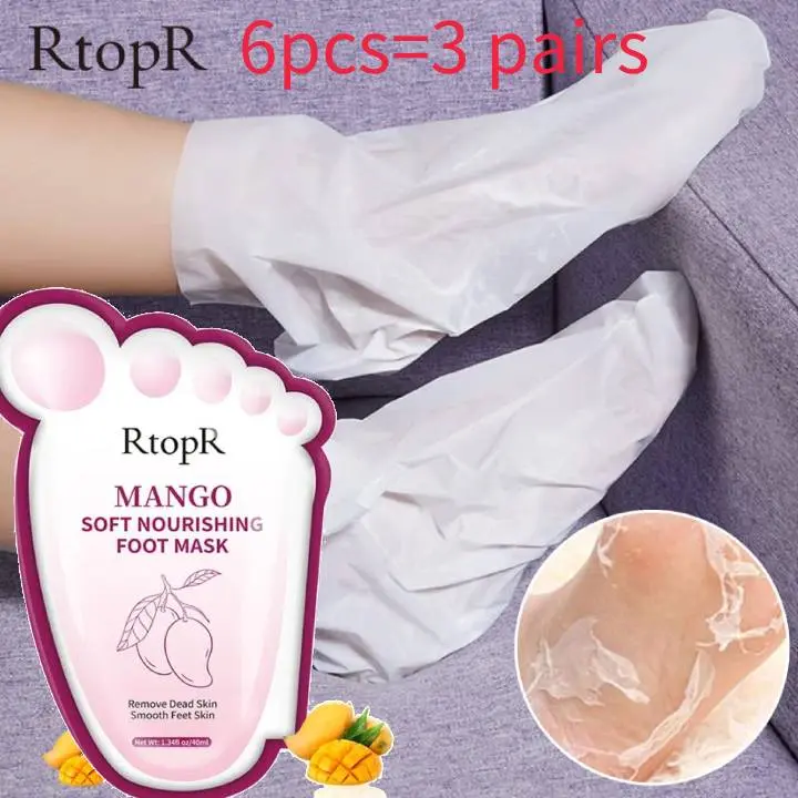 Topeng Kaki Pengelupasan Mangga, RtopR, 3 Pasang, Pemutihan, Pelembap, Penjagaan Kaki, Pengelupasan, untuk Tumit Cutin, Penjagaan Kaki