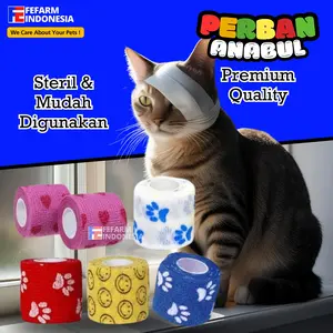 2PCS Perban Elastis Kucing Anjing Hewan Lain Motif Warna Pelindung Luka Dari Jilatan Luka Cepat Kering FEFARM