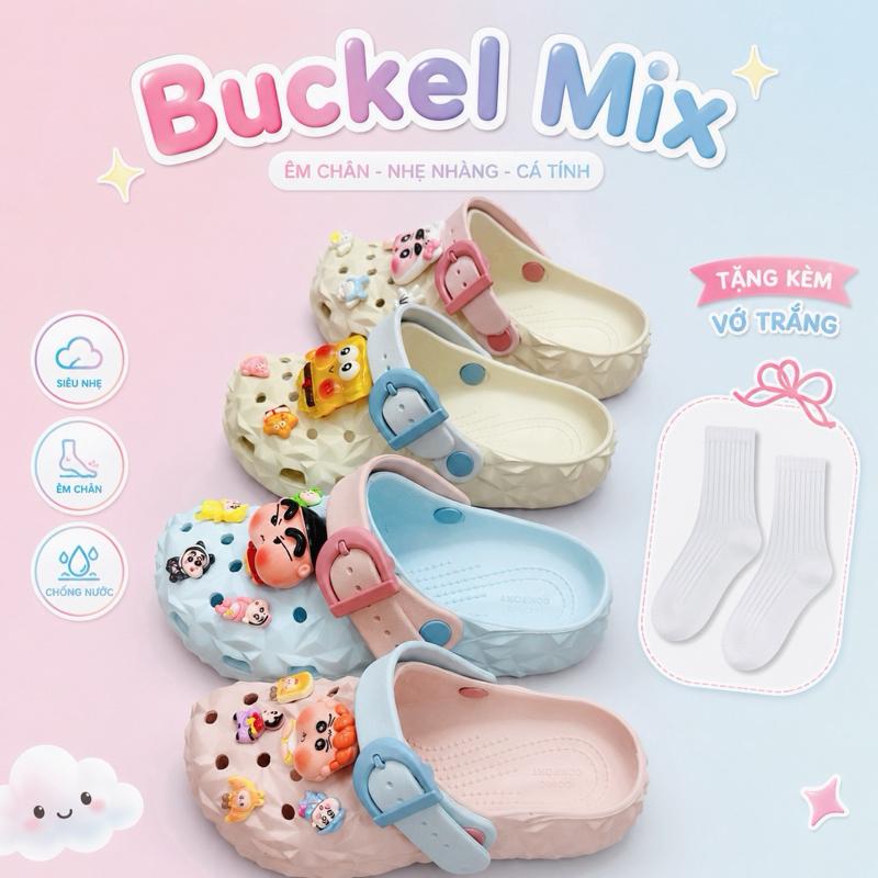 Dép sục Sầu Riêng Phối Quai Buckle Clog EVA nguyên sinh quai khoen nhựa siêu nhẹ chống trượt đi biển đi chơi, Tặng Vớ, Bảo Hành
