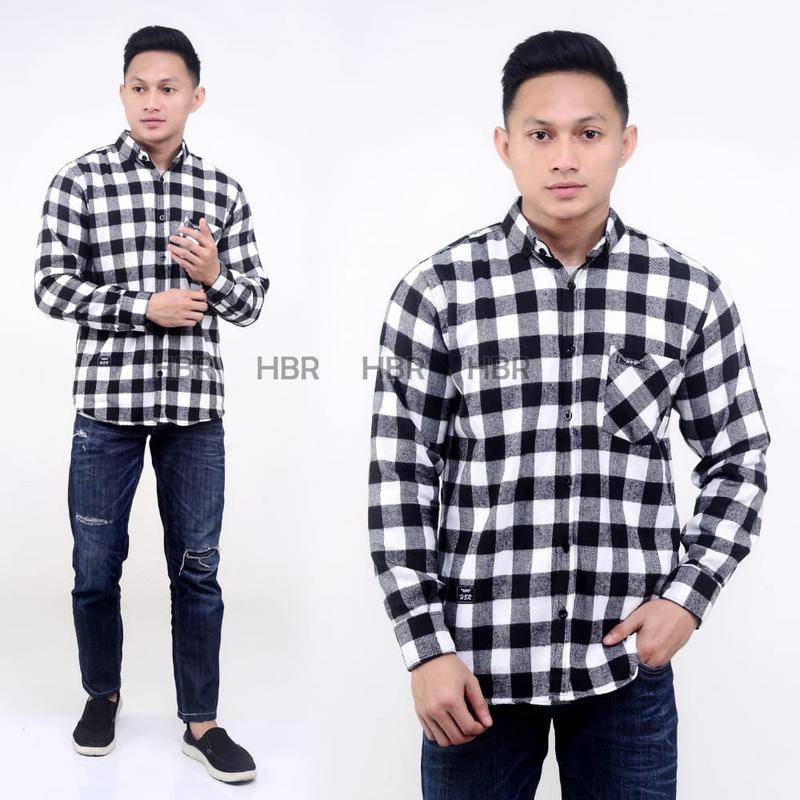 KEMEJA FLANEL PRIA LENGAN PANJANG MOTIF GARIS-GARIS DISTRO PREMIUM IMPORT 0