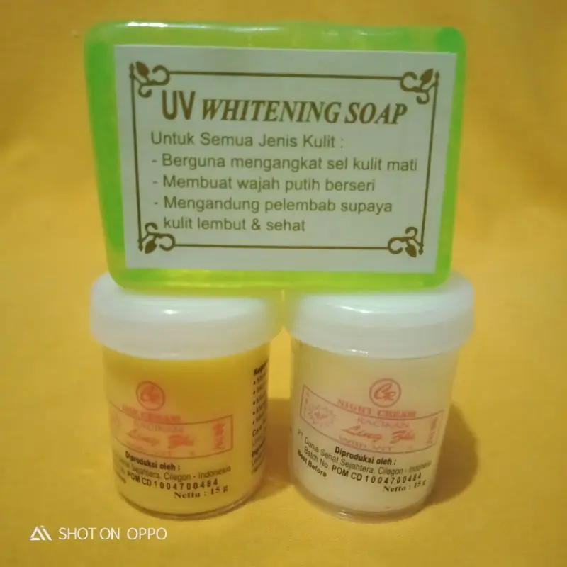 Paket Cream Ling Zhi Original 3in1 ( Cream Lingzhi Siang dan Malam + Sabun Uv Whitening )