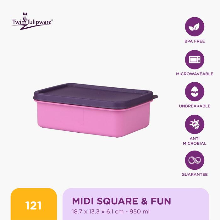 Gambar Twin Tulipware Midi Square & Fun 950 ML - Pink Lady UB dari Twin Tulipware Indonesia Kota Cimahi 4 Tokopedia
