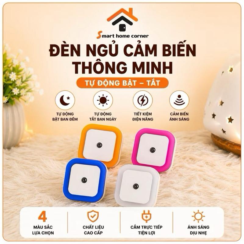 Đèn ngủ cảm biến ánh sáng tự động tắt mở, chất liệu cao cấp, cắm trực tiếp tiện lợi, ánh sáng dịu nhẹ