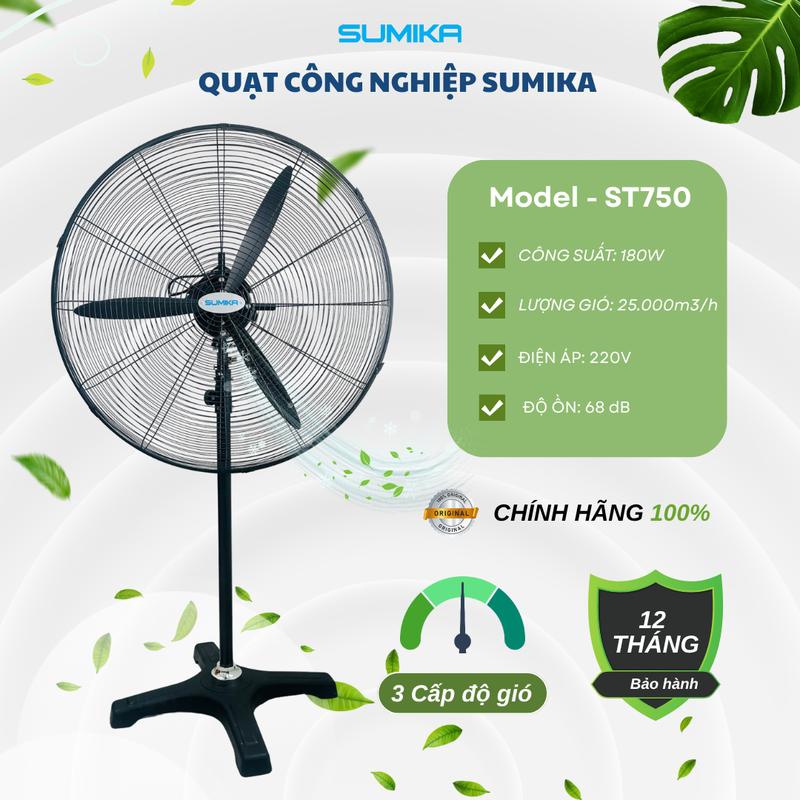 SUMIKA Quạt Đứng Công Nghiệp ST750 Công Suất 180W Lưu Lượng Gió 25.000 m3 h 3 Tốc Độ Bảo Hành 12 Tháng Hàng Chính Hãng
