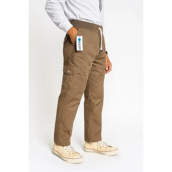 Celana Cargo Slimfit Pria Big Size 95Kg | Kain Katun Non Stretch Casual Cowok | Celana Panjang Pinggang Karet Melar Anti Sesak 1