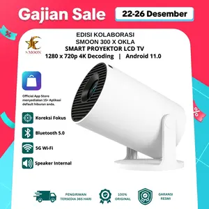 NEW SMOON300 ULTRA SMART PROYEKTOR LCD TV - INCLUDE HDMI - INCLUDE SPEAKER -  GOOGLE STORE - ANDROID - NETFLIX - YOUTUBE - WIFI - 180 ANSI - INTERNET - 720P - Smoon 300 × OKLA Edisi Kolaborasi