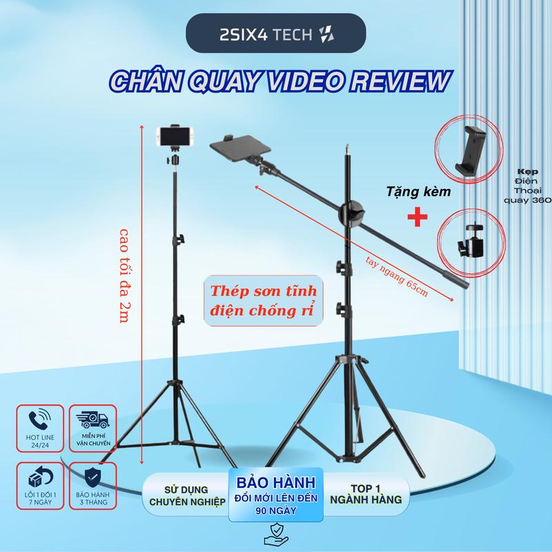 Gậy livestream, giá đỡ điện thoại, quay tiktok ,quay video, chụp ảnh, chân đỡ đèn 3 chân bằng sắt dài 2m1 Phụ Kiện Selfie