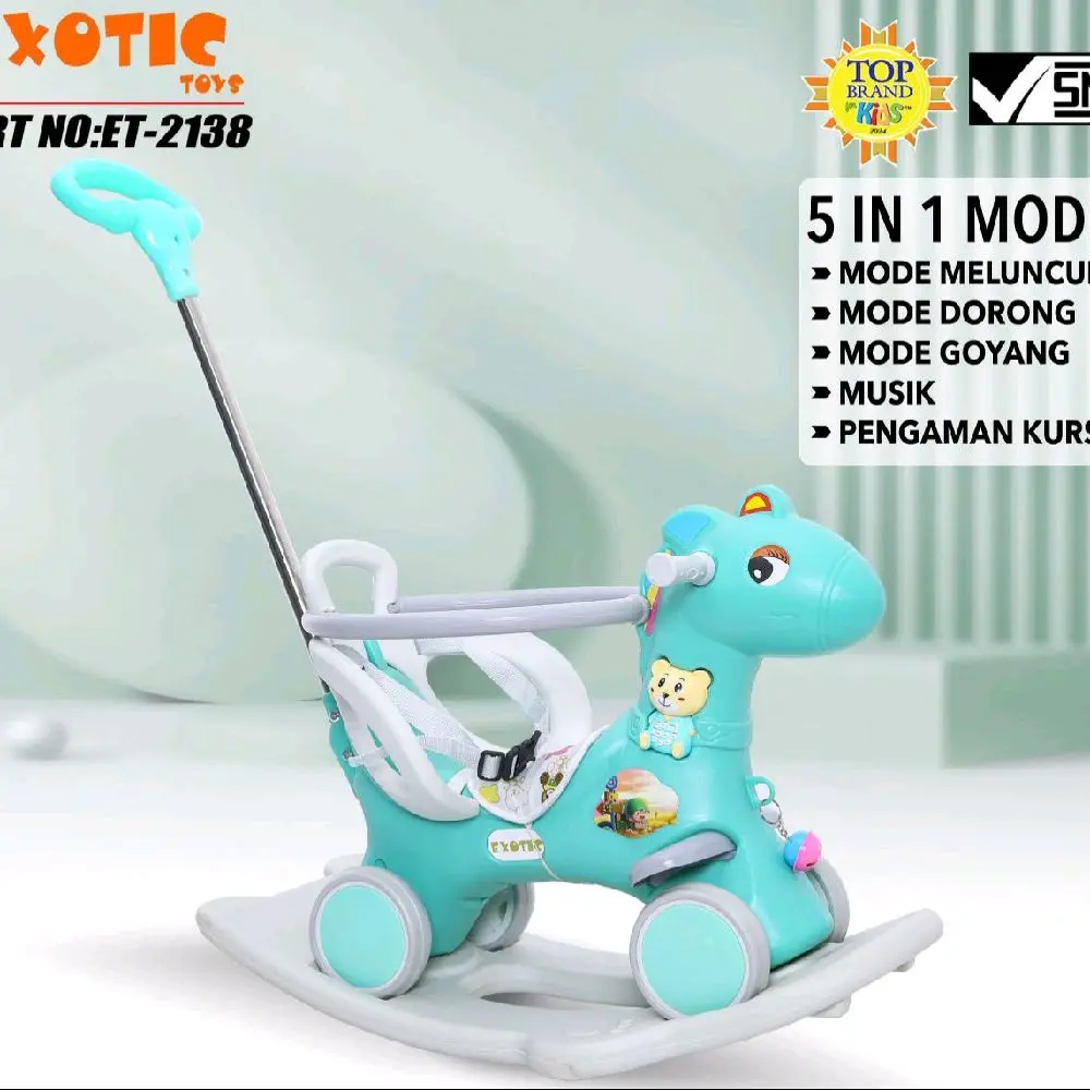 Ride On Exotic ET-2138 ( 5 IN 1 Dino ) Kuda kudaan Anak Exotic