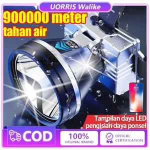 Lampu Depan Luar Ruangan 500 Watt Senter Kepala Super Terang Lampu Depan Sorot Tinggi Induksi Pintar Lampu Depan LED Senter Lampu Depan Tahan Air Pengisian Daya 1865000Mah Jarak Jauh 900000M Pengisian Daya USB 900 Jam