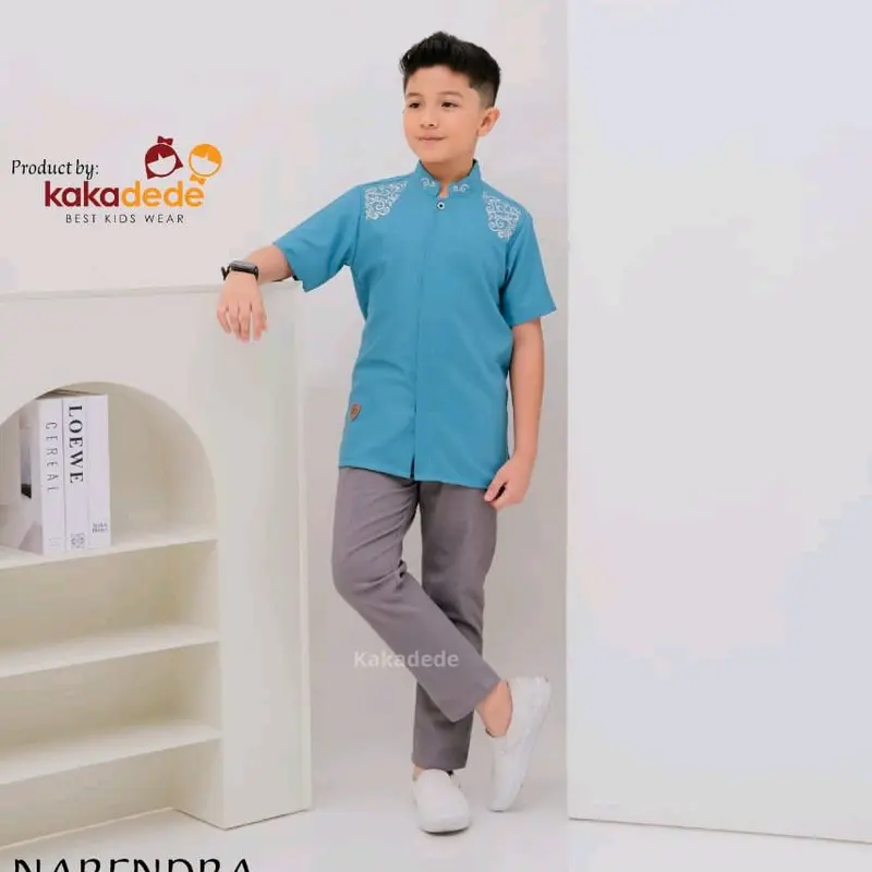 koko anak - koko narendra - koko kakadede - koko burgundy - baju muslim anak laki-laki - koko bordir Setelan 3