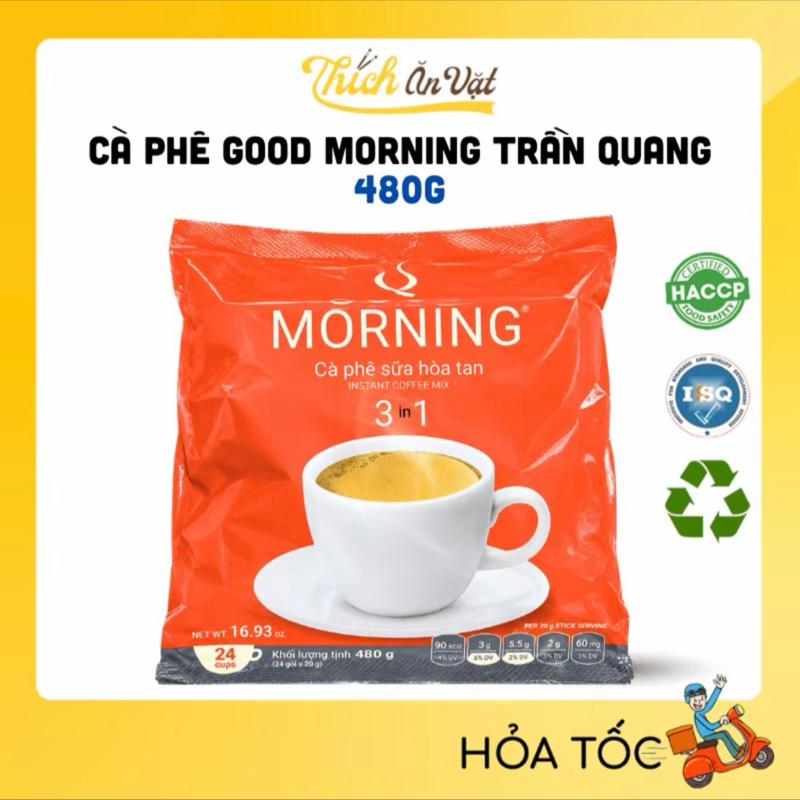 2 Bịch Cà Phê Sữa Hòa Tan 3in1 Good Morning Trần Quang 24 gói (Tổng 48 gói) Coffee Vị Chua cf 1 milk