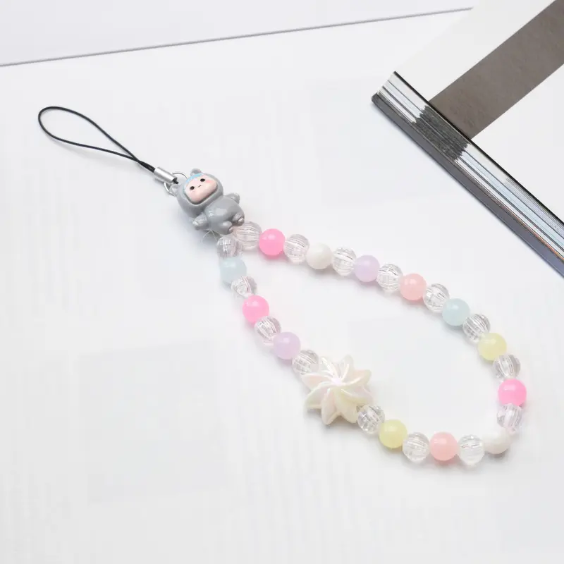Gantungan HP bracelet gelang / Lanyard HP estetik / Phone Strap Beads / Tali HP / Strap HP Blackpink / Gantungan KameraLanyard Manik Hitam Ponsel Telepon 1