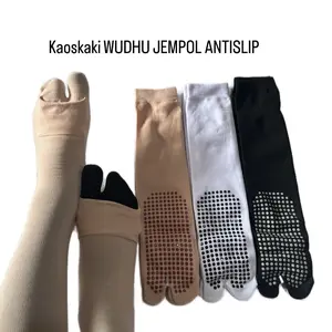 Zulekha Muslimah Kaoskaki WUDHU JEMPOL ANTISLIP Bahan Nylon Spandek Panjang Sebetis Cocok untuk Haji dan Umroh Kemas Rapi