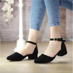 ABBUSHOES sepatu heels bapau tali mangkok swede 3cm - ag 03 | Kekinian