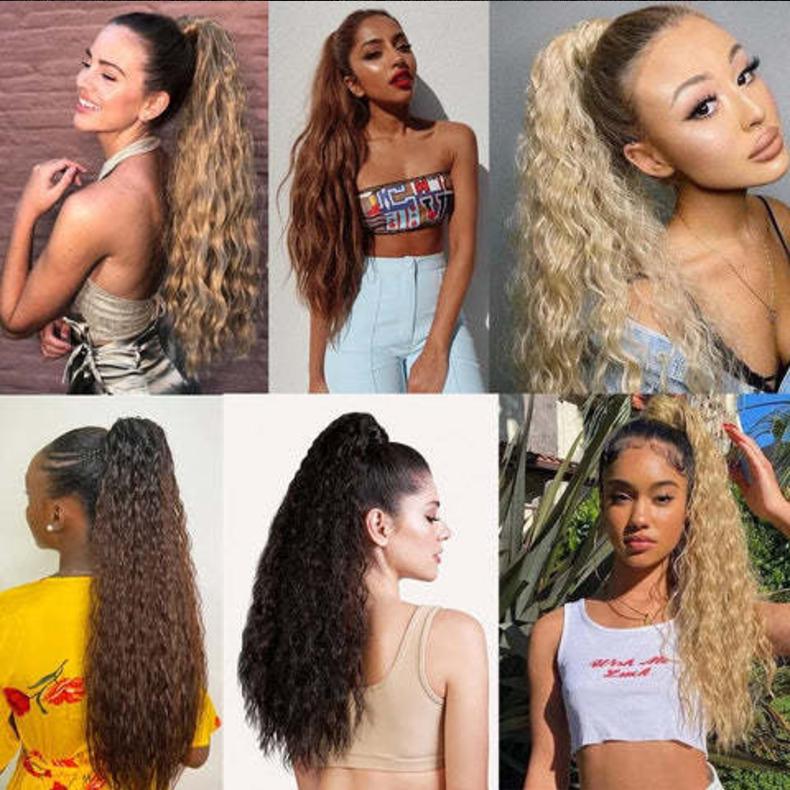 1 pack tiger clip, grab clip, ponytail, water ripple, corn perm, small curly hair, medium long curly hair, 55cm synthetic makeup wig, ponytail 5