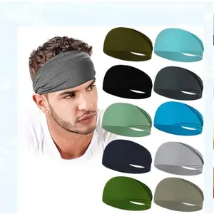 IK177 Bandana Pria dan Wanita Olahraga Elastis Hair Band Sport Yoga Running Solid Color Fitness Sweat Absorbent HeadBand