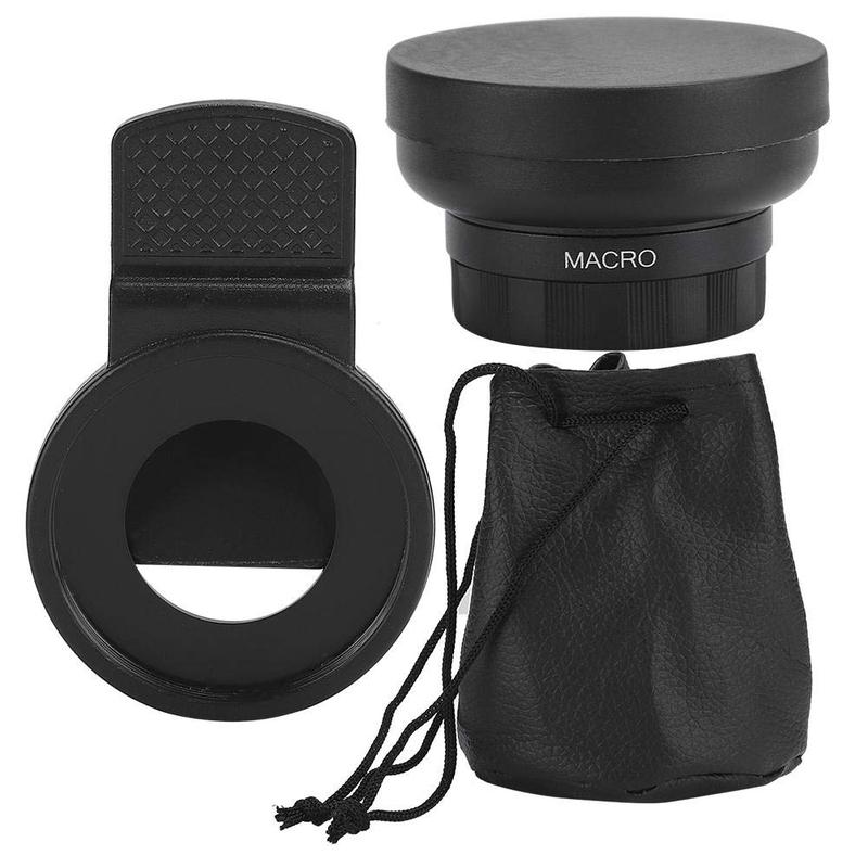 Product Introduction of Phone Camera Lens, 2 in 1 Cell Phone Clip-on Lens Kit 0.45X Wide Angle Lens 140°+ 12.5X Macro Lens Clip-on iPhone Lens for iPhone Samsung and Most of Android Smartphone 4