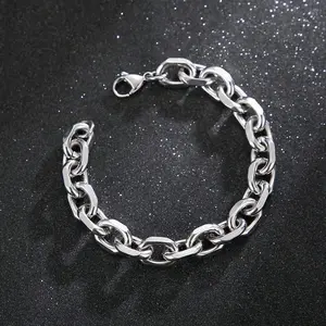 Gelang Titanium Model Rantai Kapal Silver Anti Karat Tidak Luntur