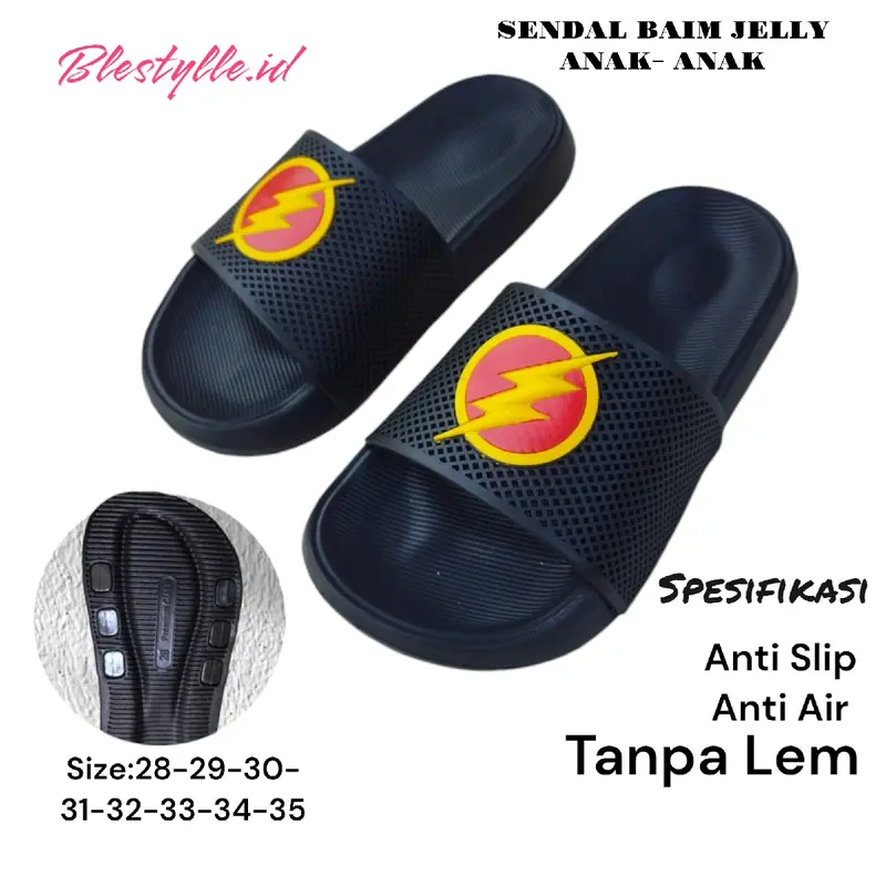 Sandal Anak-Anak Jelly Baim Tanpa Lem Black Laki-Laki Perempuan Perempuan Umur 2-12 Tahun Kaki Fashion 4