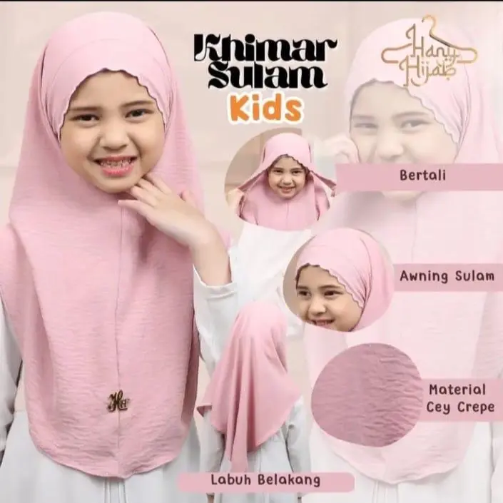 Budak Sulam Khimar Kain Cey Crepe Hijab Wanita