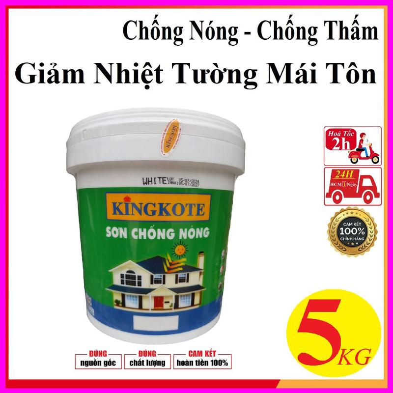  Sơn Chống Nóng 5Kg mái tôn Kingkote cách nhiệt chuyên dụng Mái Ngói Tường Nhà Xưởng giảm nhiệt 
