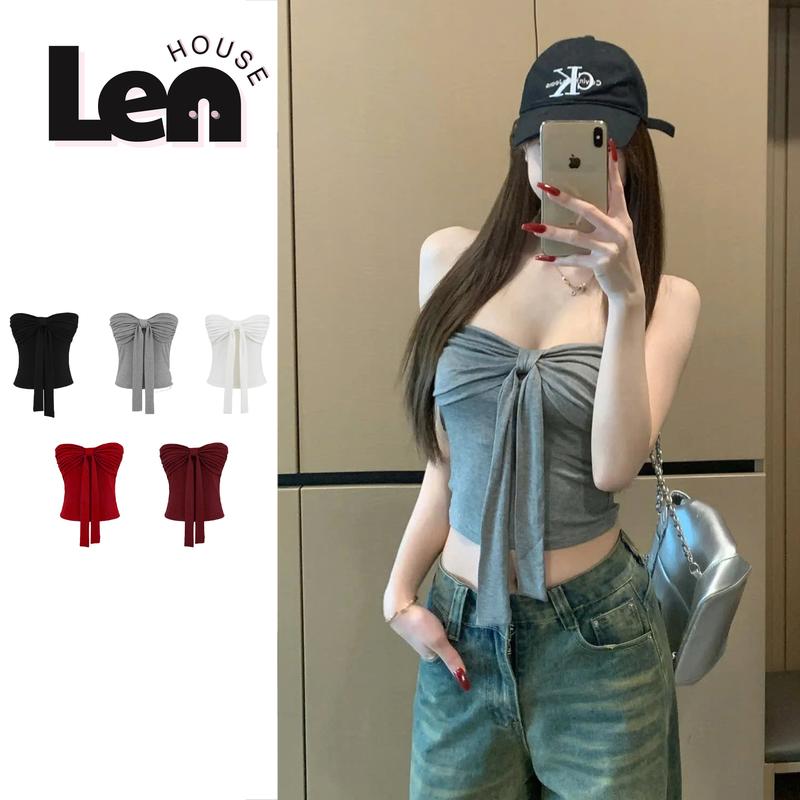 [Có bigsize] [Không MÚT] Áo quây áo ống croptop nữ phối dây nơ điệu chất cotton hàn co giãn