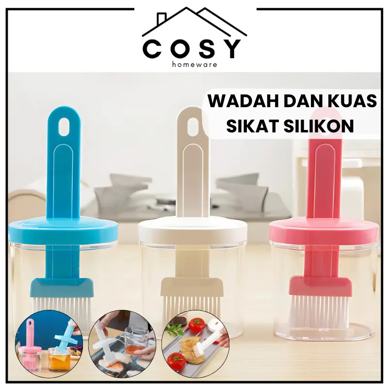 COSY Sikat Kuas Botol Minyak  Silikon Tahan Suhu Tinggi Kuas Silicone Wadah Minyak Kuas Sikat Tempat BBQ Oil Kue Saos Kecap Botol Brush Oles Bumbu Dapur