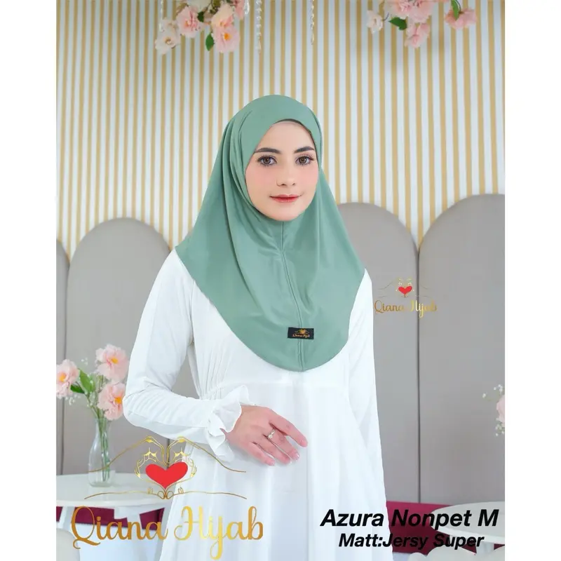 Paket murah khusus 12.12 per 3pcsHijab Bergo Instan Azura nonpet Wanita Muslim Lembut Kerudung Woven Yarn Dyed Fabric Beige Grey Instant Hijab Mesin Dicuci Wine Khimar Panjang Syari 1