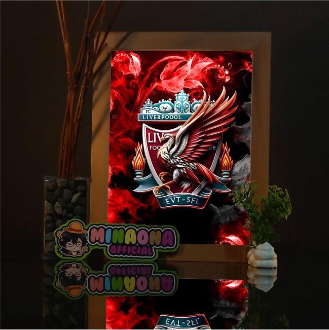 LAMPU HIAS BOX 3D - Hiasan Meja Minimalis 3D dengan Bingkai Kayu Motif Natural dan Kaca Akrilik Tebal 2mm, Full Set untuk Dekorasi Meja, Dinding, atau Lampu Tidur EDISI REAL MADRID, BARCELONA, MANCHESTER UNITED, LIVERPOOL childhood floating moon Merah 5