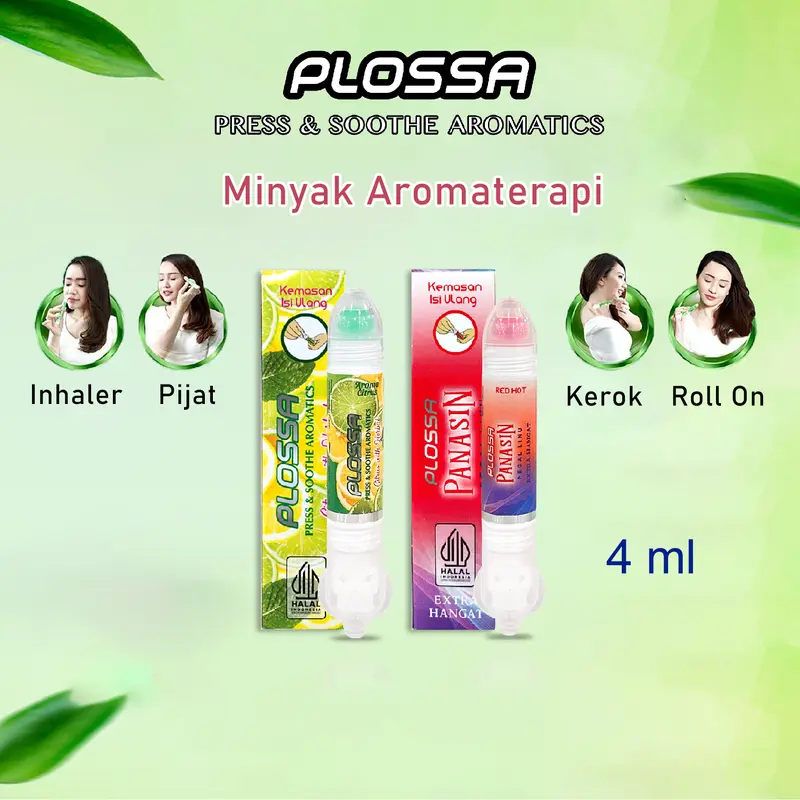 Inhaler Plossa Mini Press & Soothe Aromatics minyak aromatherapy 4ml Melegakan Flu Masuk Angin 0