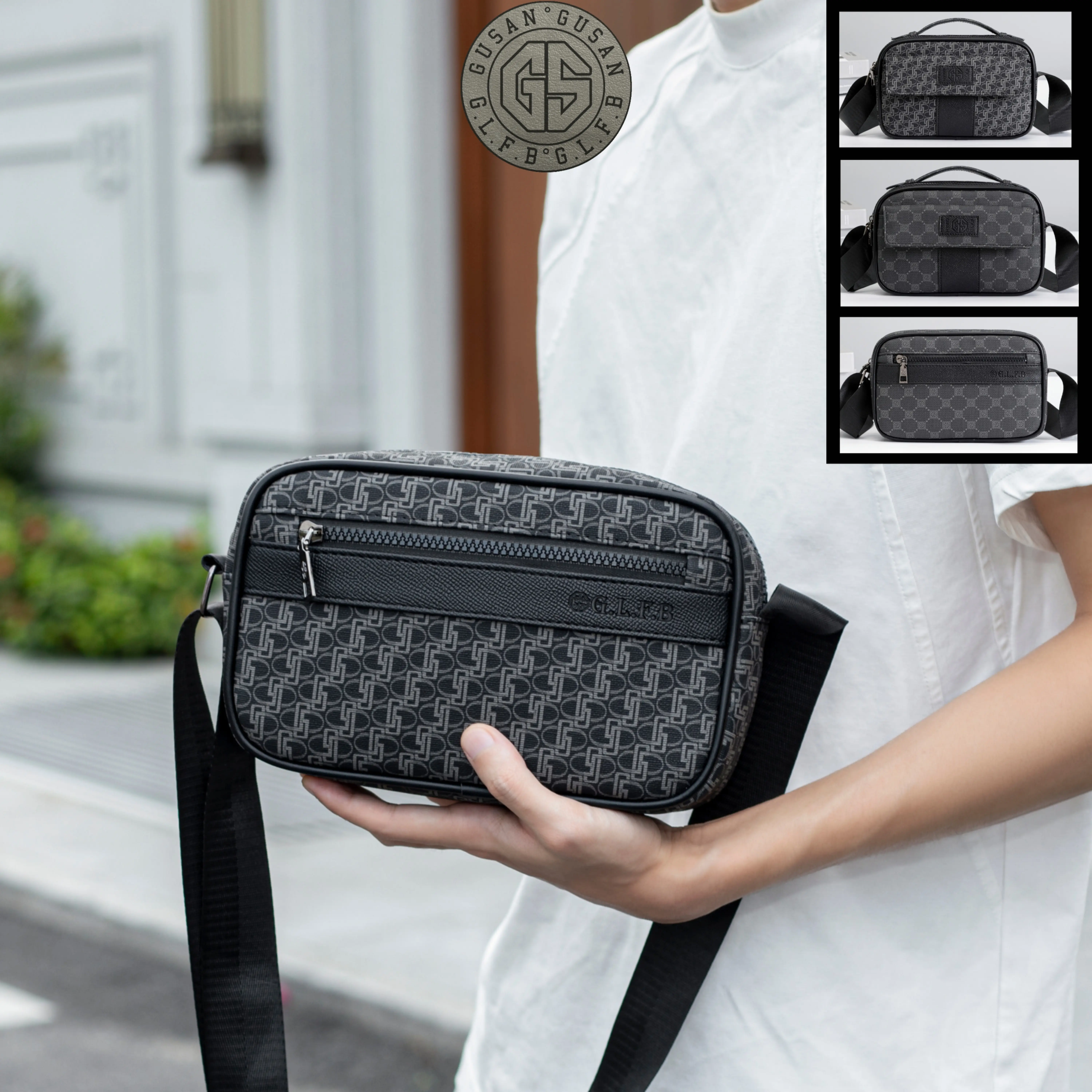 Túi Đeo Chéo GUSAN GS.138XAM, Túi Đeo Vai Chất Liệu Da PU Họa Tiết Cao Cấp Bag Nam Kích Thước 22x14x6cm Sang Trọng & Thời Trang