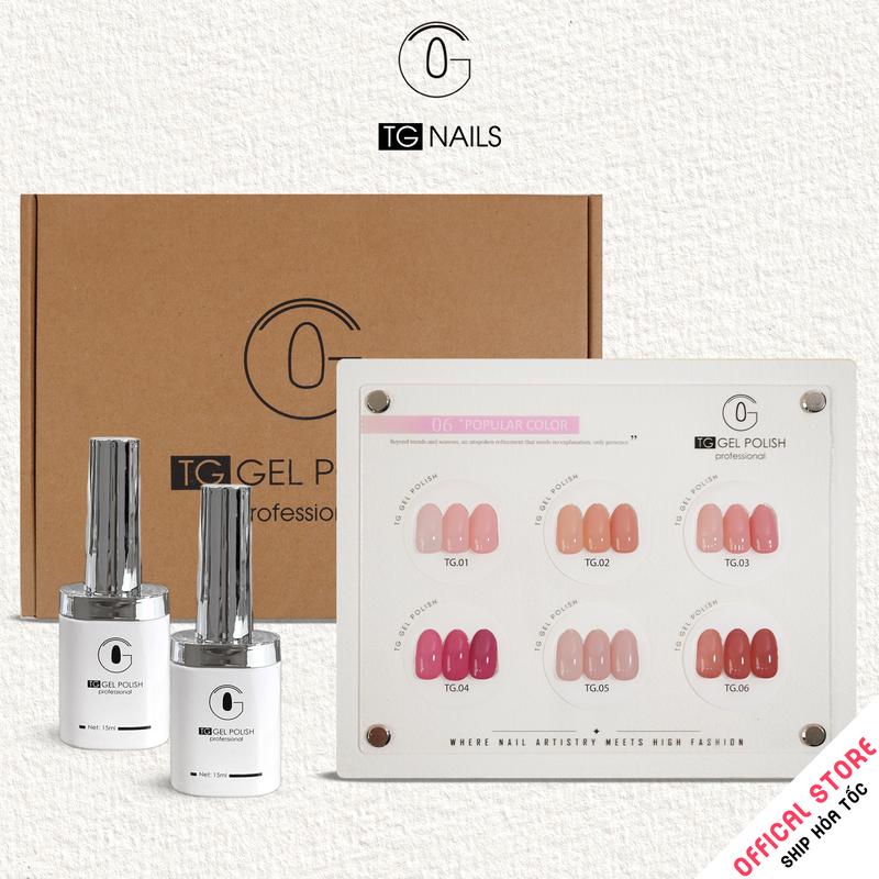Set sơn gel thạch đục 6 màu tone Hồng hãng TG tặng kèm bảng màu