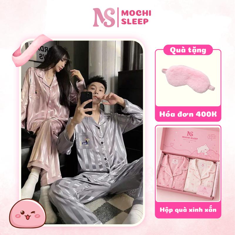 Set Pijama Mochi Sleep Đôi Nam Nữ Lụa Băng Dài PJMĐ01 Mềm Mại