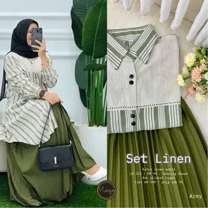 Set Linen dan Hyget Plisket // Linen set by meisa // Katun Linen mix Hyget Plisket // Adem nyaman Busui