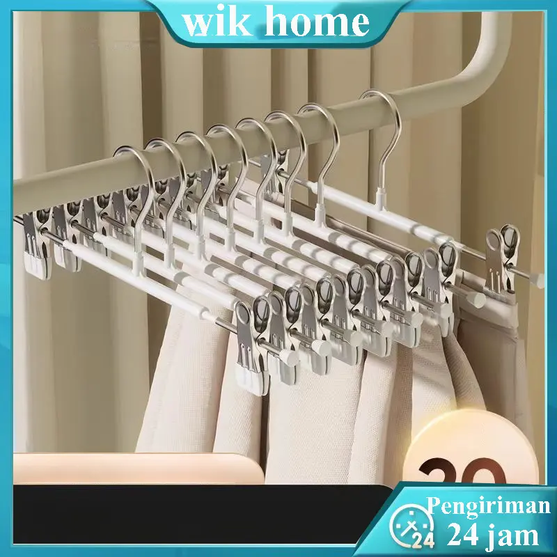 Hanger Celana Premium / Hanger Jepit Bahan/ Hanger Kerudung / Hanger Coating Premium Anti Karat/hanger baju/Gantungan Baju Jepit Dan Celana Gantungan Baju Hanger Jepit Besi Kawat Pants Hanger Clip Stainless Hanger Jepit Celana 6