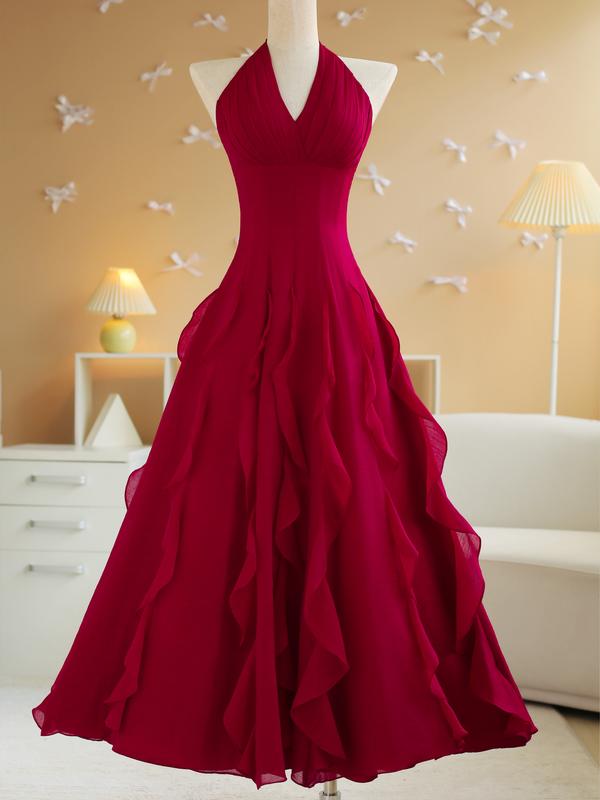  SÒ VINTAGE - ROSELA đầm cổ yếm dáng xòe chạy bèo 