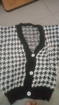 Product Review of Cardigan Houdstooth Autumn Semi Crop Outer Sweater from d**l 0