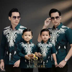 Batik Terbaru Kemeja Ayah Anak WARNA EMERALD GREEN LENGAN PANJANG DAN PENDEK PRIA MOTIF ALENGKA
